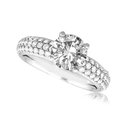 1.40ct SI1/G Round Natural Diamond Shoulder Set Ring