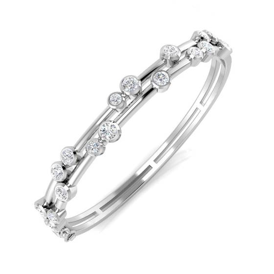 Double Row Round Diamond Set Bezel Bangle
