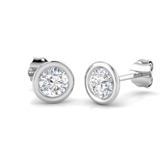 Round Diamond Bezel Set Stud Earrings