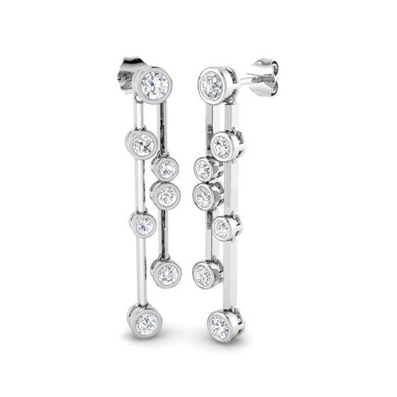 Round Diamond Drop Earrings