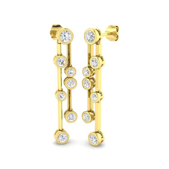 Round Diamond Drop Earrings