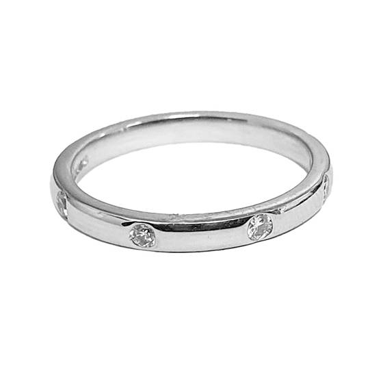 0.20ct VS/E-F Bezel Set Designer Natural Round Cut Diamond Set Wedding Band in Platinum