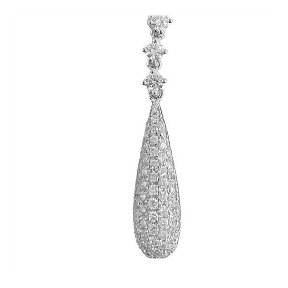 0.45ct VS/E-F Pear Shape Natural Round Cut Diamond Drop Pendant Necklace in 18k White Gold