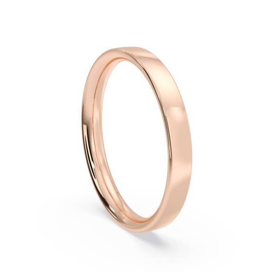 DHBRF25 Slight Court with Flat Edge Wedding Ring - Light weight, 2.5mm width
