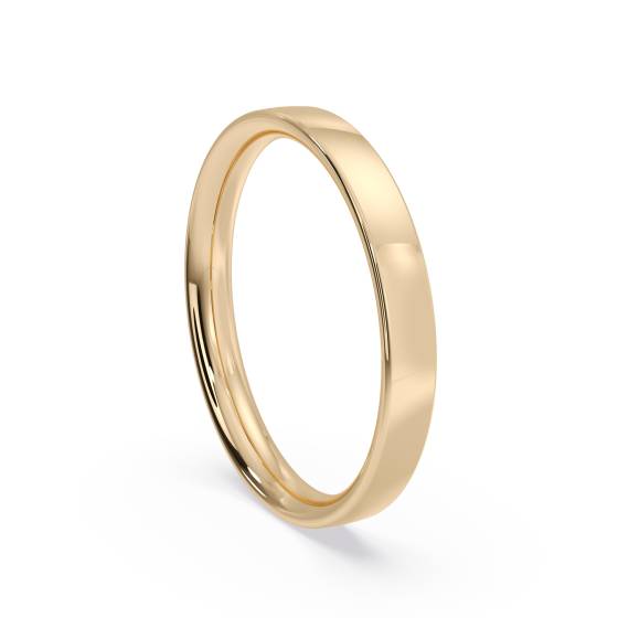 DHBRF25 Slight Court with Flat Edge Wedding Ring - Light weight, 2.5mm width
