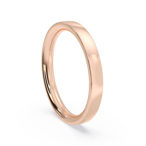 DHBRF25M Slight Court with Flat Edge Wedding Ring - 2.5mm width, Medium depth