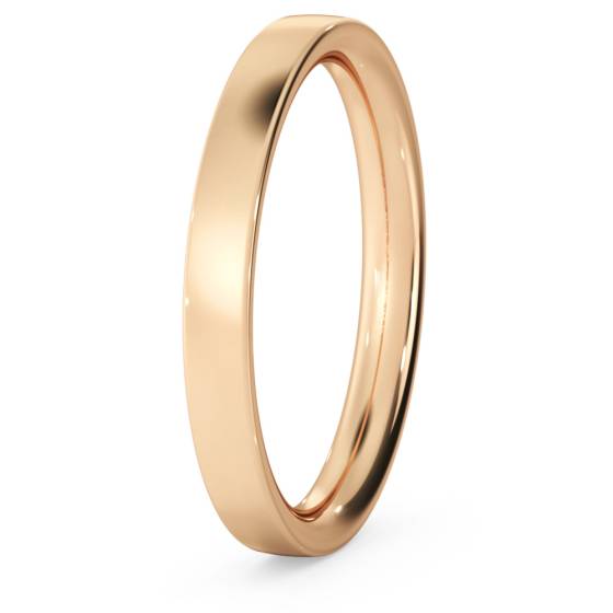 DHBRF25M Slight Court with Flat Edge Wedding Ring - 2.5mm width, Medium depth