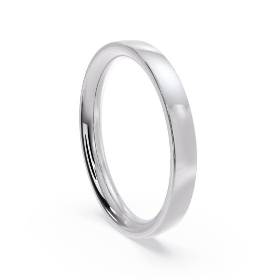DHBRF25M Slight Court with Flat Edge Wedding Ring - 2.5mm width, Medium depth