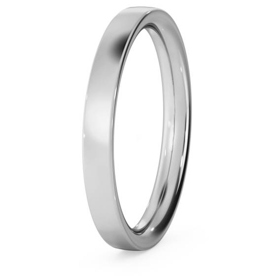 DHBRF25M Slight Court with Flat Edge Wedding Ring - 2.5mm width, Medium depth