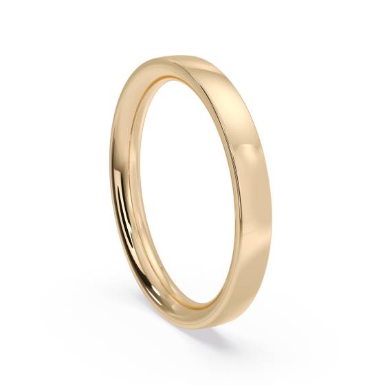 DHBRF25M Slight Court with Flat Edge Wedding Ring - 2.5mm width, Medium depth