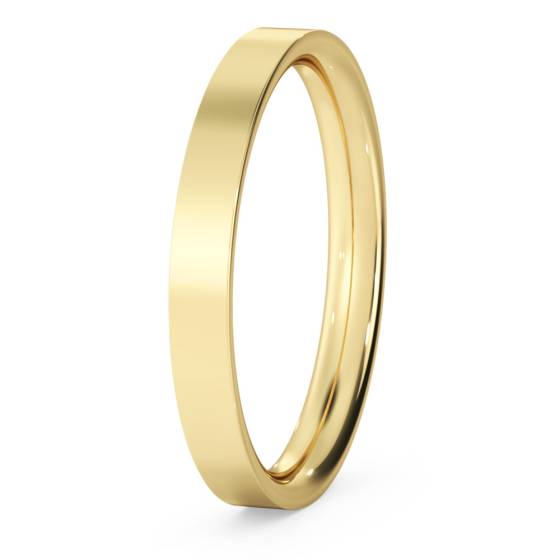DHBRF25M Slight Court with Flat Edge Wedding Ring - 2.5mm width, Medium depth