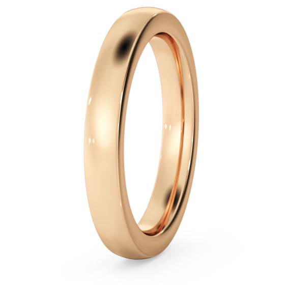 DHBRF3H Slight Court with Flat Edge Wedding Ring - 3mm width, 2.3mm depth