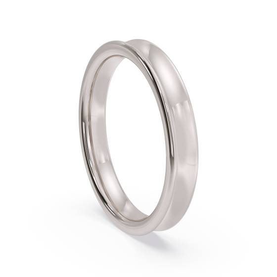 DHBRF3M Slight Court with Flat Edge Wedding Ring - 3mm width, Medium depth