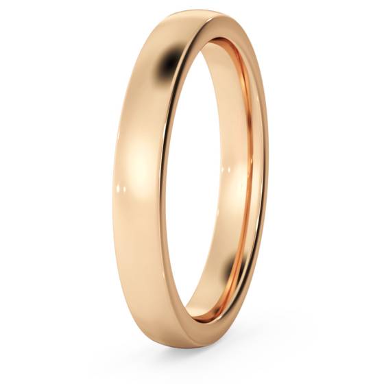 DHBRF3M Slight Court with Flat Edge Wedding Ring - 3mm width, Medium depth