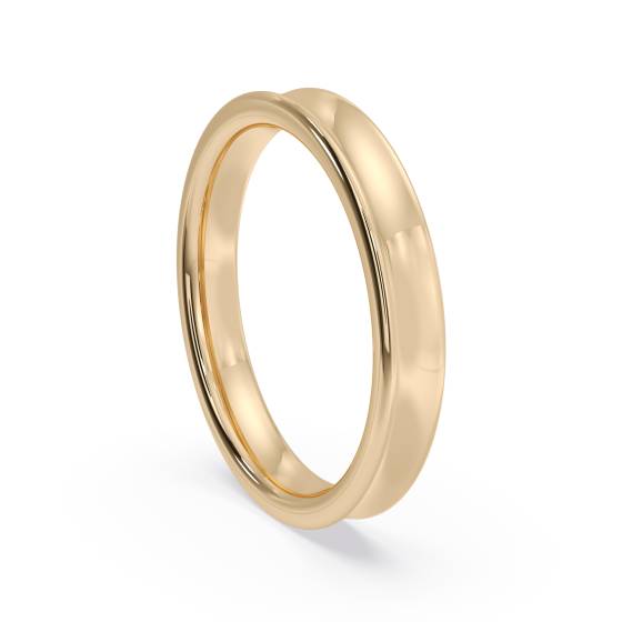 DHBRF3M Slight Court with Flat Edge Wedding Ring - 3mm width, Medium depth
