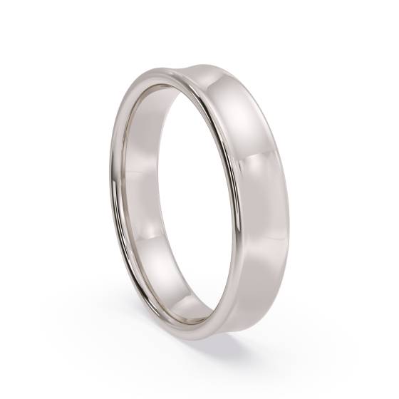 DHBRF4 Slight Court with Flat Edge Wedding Ring - Light weight, 4mm width
