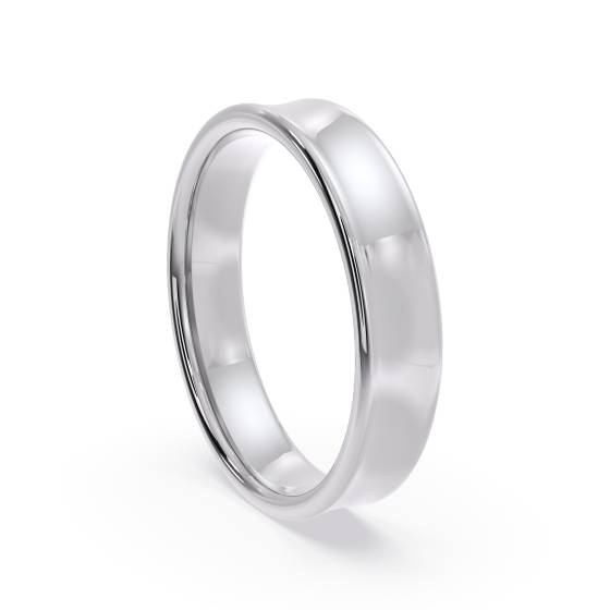 DHBRF4 Slight Court with Flat Edge Wedding Ring - Light weight, 4mm width