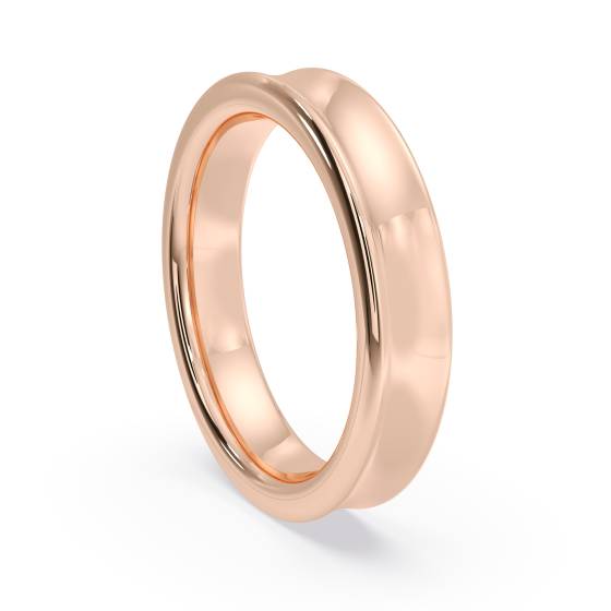 DHBRF4H Slight Court with Flat Edge Wedding Ring - 4mm width, 2.3mm depth