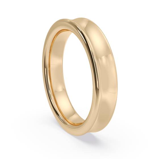 DHBRF4H Slight Court with Flat Edge Wedding Ring - 4mm width, 2.3mm depth