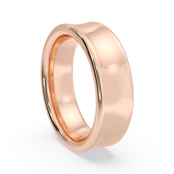DHBRF6H Slight Court with Flat Edge Wedding Ring - 6mm width, 2.3mm depth