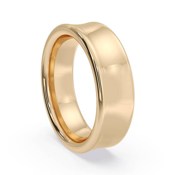 DHBRF6H Slight Court with Flat Edge Wedding Ring - 6mm width, 2.3mm depth