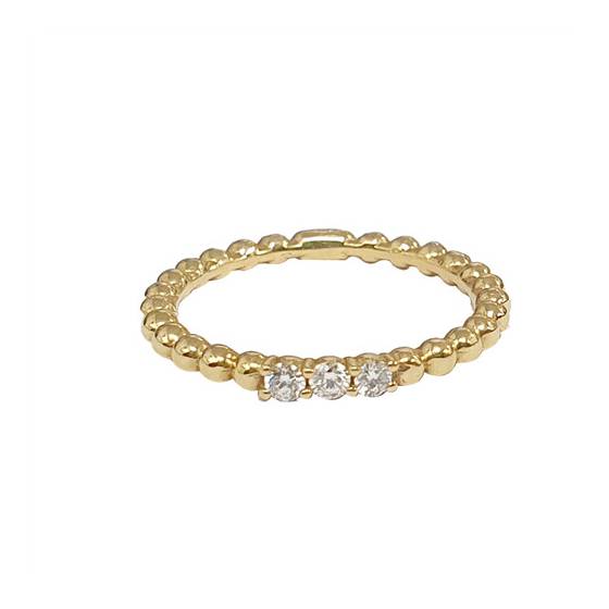 0.14ct VS/E-F 3 Round Natural Diamond Trilogy Ring in 18k Yellow Gold
