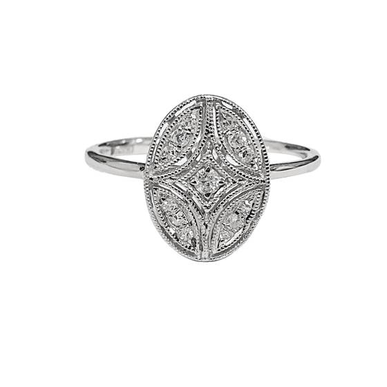 0.11ct VS/E-F Oval Shape Round Cut Cluster Natural Diamond Ring