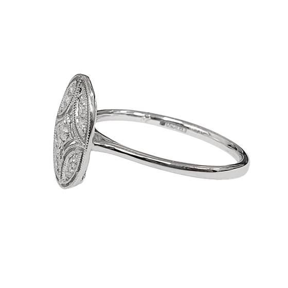 0.11ct VS/E-F Oval Shape Round Cut Natural Cluster Diamond Ring in 18k White Gold