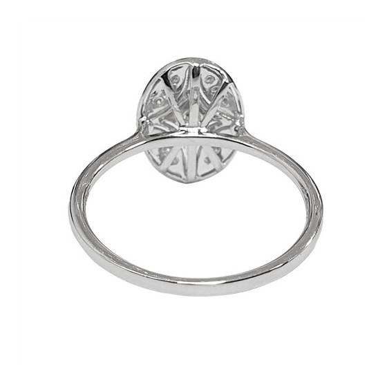 0.11ct VS/E-F Oval Shape Round Cut Natural Cluster Diamond Ring in 18k White Gold