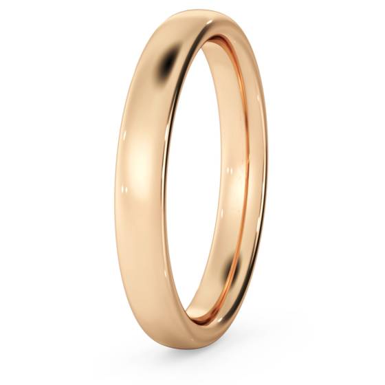 DHC03M Traditional Court Wedding Ring - 3mm width, Medium depth