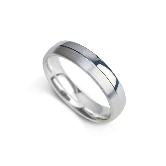 5mm Court Shape Polished and Satin Either Side Of A Central Groove