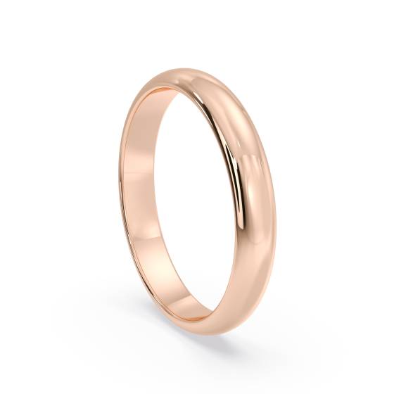 DHD03 D Shape Wedding Ring - Lightweight, 3mm width