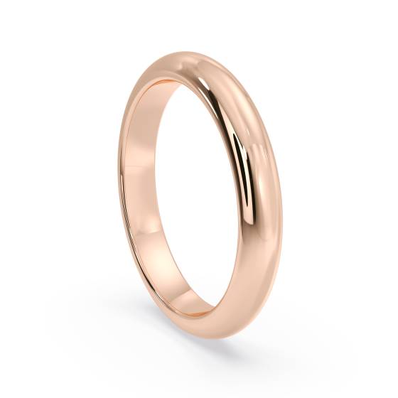 DHD03H D Shape Wedding Ring - Heavy weight, 3mm width