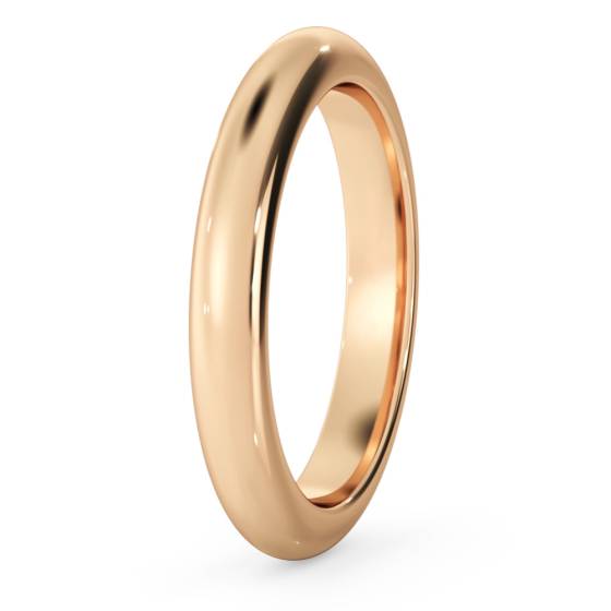 DHD03H D Shape Wedding Ring - Heavy weight, 3mm width
