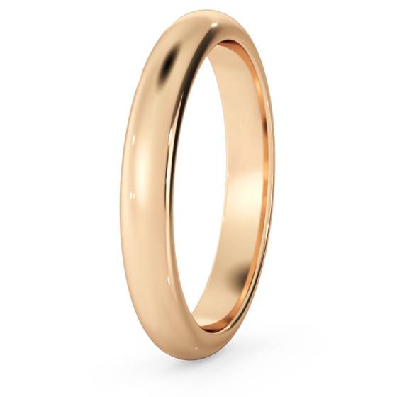 DHD03M D Shape Wedding Ring - 3mm width, Medium depth