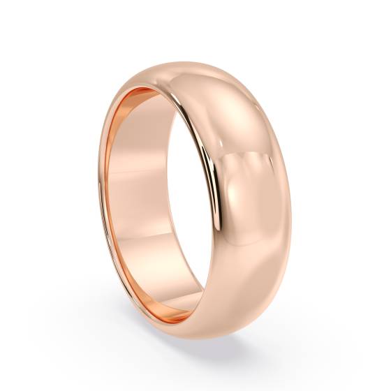 DHD06M D Shape Wedding Ring - 6mm width, Medium depth