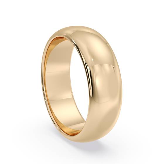 DHD06M D Shape Wedding Ring - 6mm width, Medium depth