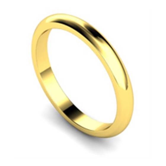 DHD25 D Shape Wedding Ring - Lightweight, 2.5mm width
