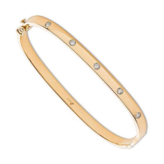 9k Yellow Gold 0.20ct 5 Stone Diamond Bangle