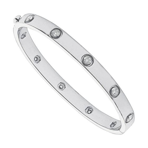 9k White Gold 1.00ct Diamond Bangle