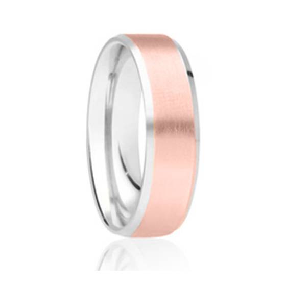 5mm Two Tone Wedding Ring in 18k Rose Gold/White Gold