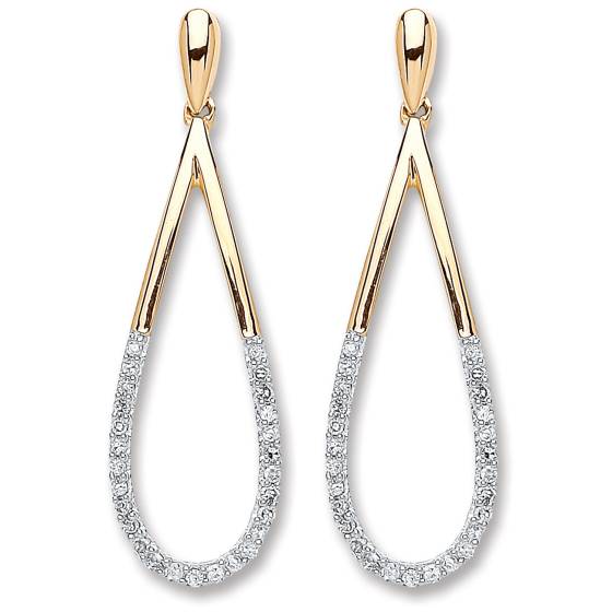 9k Yellow Gold 0.15ct Dia Drop Earrings