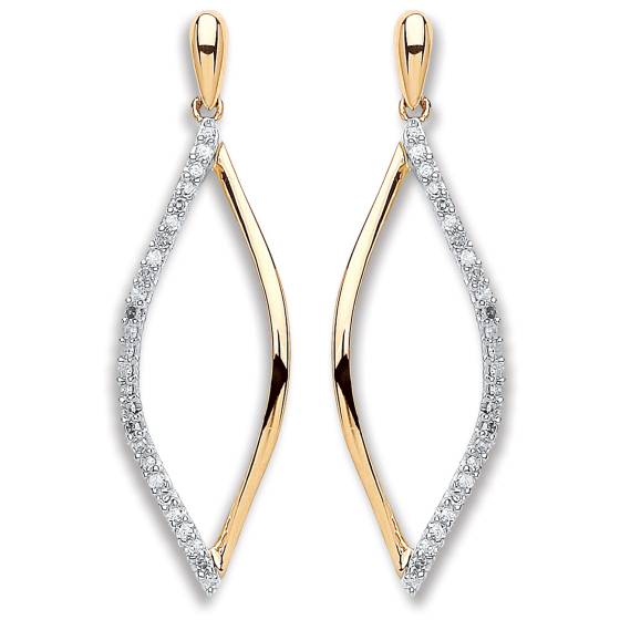 9k Yellow Gold 0.15ct Dia Drop Earrings