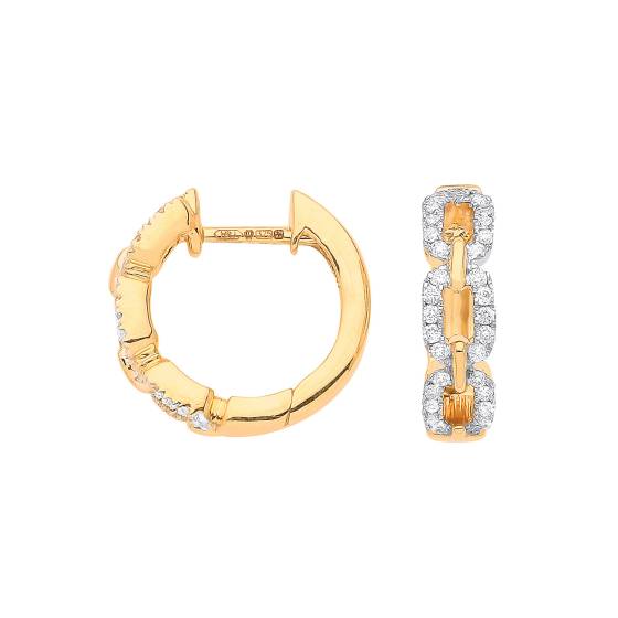 9k Yellow Gold 0.25ct Curb Huggie Earrings