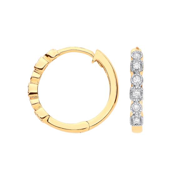 9k Yellow Gold 0.10ct Curb Huggie Earrings