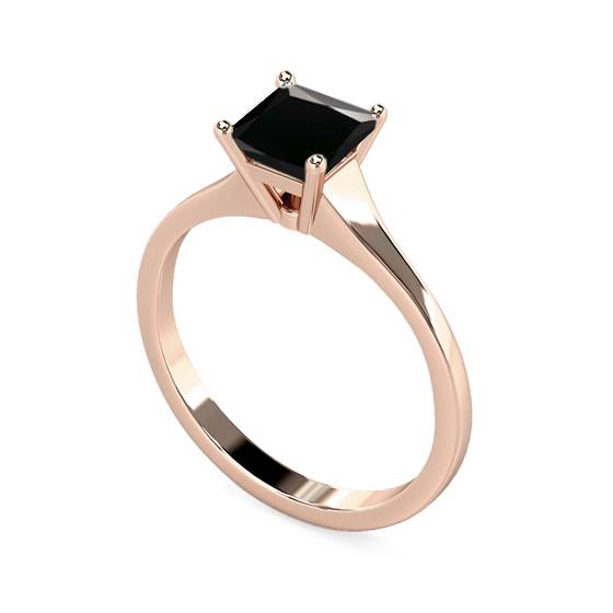 Princess Black Diamond Solitaire Ring