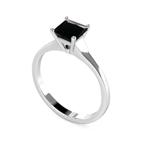 Princess Black Diamond Solitaire Ring
