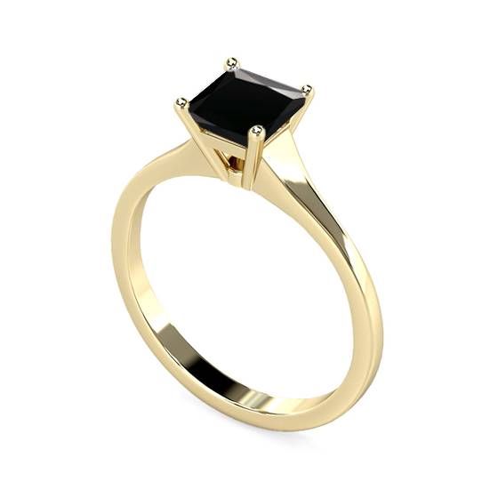 Princess Black Diamond Solitaire Ring