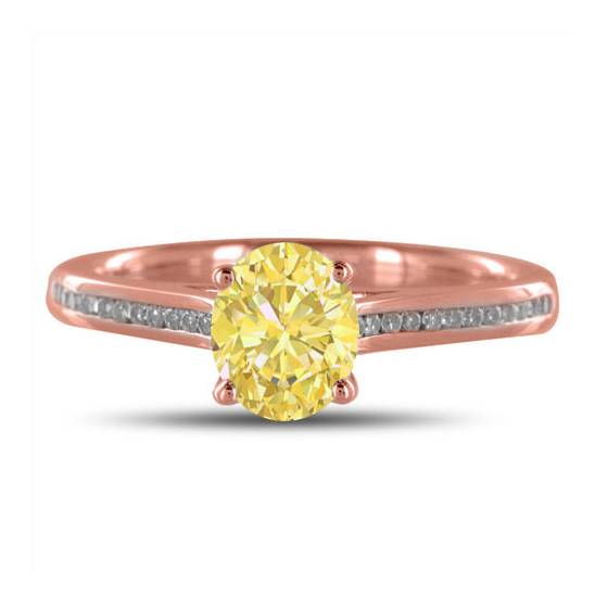 Fancy Yellow Oval Diamond Shoulder Set Ring