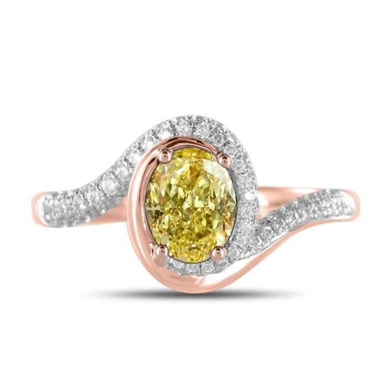 Fancy Yellow Oval Diamond Shoulder Set Ring